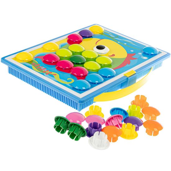 Мозаика для малышей 36 крупных фишек, 9 картинок-шаблонов, чемоданчик Baby You Bondibon