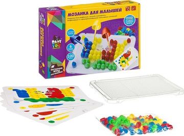 Мозаика Bondibon , для малышей, с картинками-шаблонами и фишками, ВВ3746