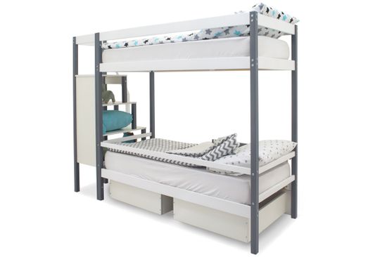Двухъярусная кровать «Svogen» графит-белый
