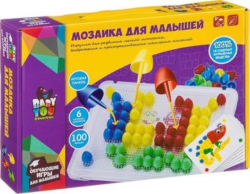 Мозаика Bondibon , для малышей, с картинками-шаблонами и фишками, ВВ3746