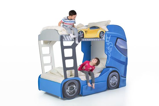 Двухъярусная кровать машина "Скания+2" синий