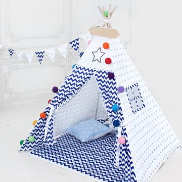 Палатка ВигВам для детей "Зигзаг синий"