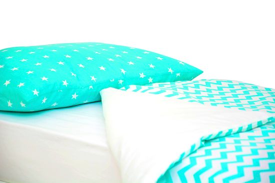 Постельное белье "Звезды, фон мятный - зигзаги мятные"