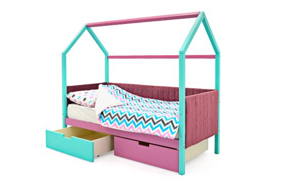 Кровать-домик мягкий «Svogen мятный-лаванда»