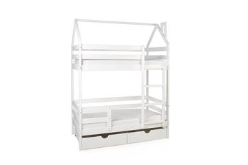 Двухъярусная кровать-домик Scandi Barn с бортиком (лестница справа)