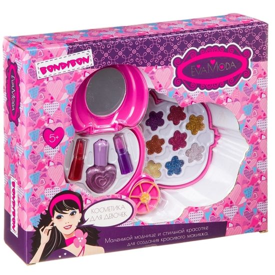 Набор детской декоративная косметики Bondibon Eva Moda, косметичка-карета 2-уровневая