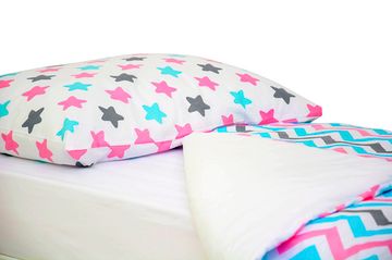 Постельное белье "Звезды графит, лаванда, бирюза - зигзаги графит, лаванда, бирюза"