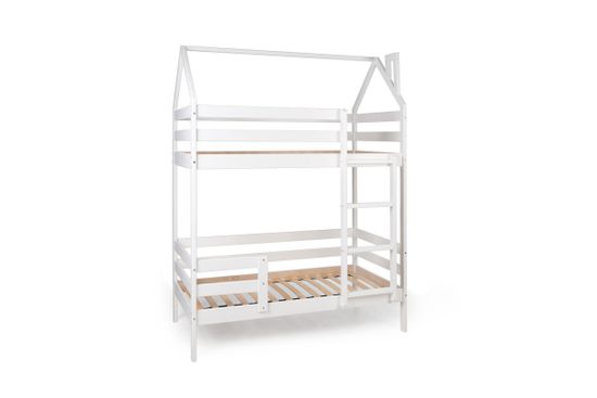 Двухъярусная кровать-домик Scandi Barn с бортиком (лестница справа)