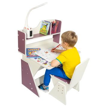 Детская растущая парта и стул Я САМ "Первое место" (Бело-сиреневый)