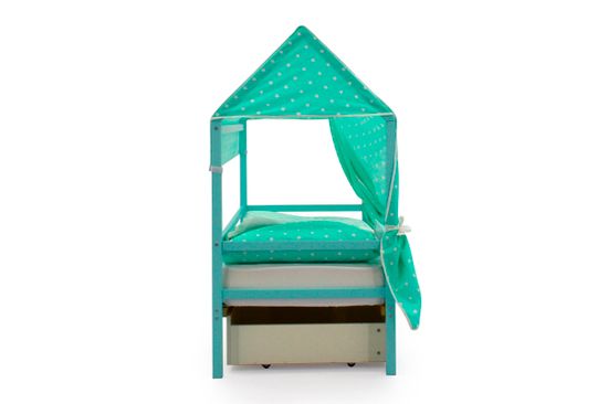 Крыша текстильная для кровати-домика Svogen "звезды, фон мятный"