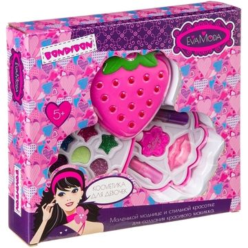 Набор детской декоративной косметики Bondibon Eva Moda, косметичка-ягодка 2-уровневая