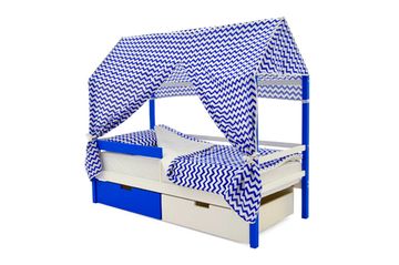 Крыша текстильная для кровати-домика Svogen "зигзаги синие"