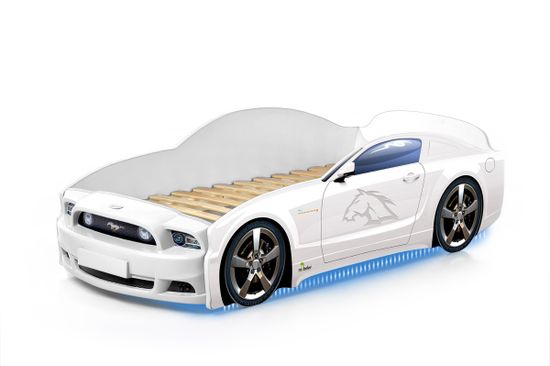 Кровать-машина "Мустанг" PLUS белый