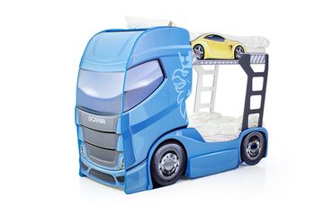 Двухъярусная кровать машина "Скания+2" синий