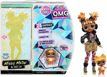 Игровой набор O.M.G. Winter Chill Missy Meow Fashion Doll & Baby Cat with 25 Surprises 27 см, 570271