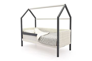 Кровать-домик мягкий "Svogen графит-белый"