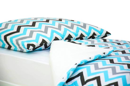 Постельное белье "Зигзаги графит, бирюза, серый"