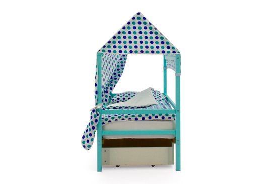 Крыша текстильная для кровати-домика Svogen "круги, мятный синий"