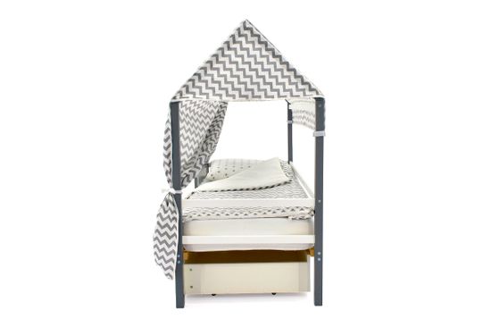 Крыша текстильная для кровати-домика Svogen "зигзаги графит"