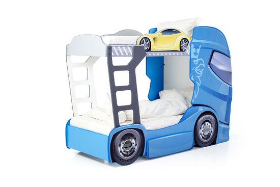 Двухъярусная кровать машина "Скания+2" синий