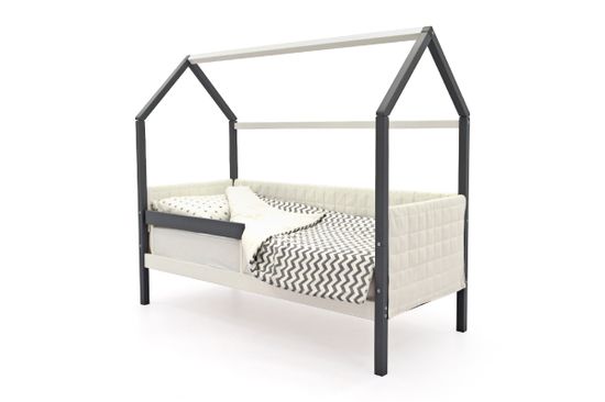 Кровать-домик мягкий "Svogen графит-белый"