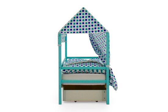 Крыша текстильная для кровати-домика Svogen "круги, мятный синий"