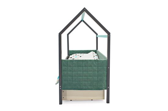 Кровать-домик мягкий «Svogen графит-мятный»