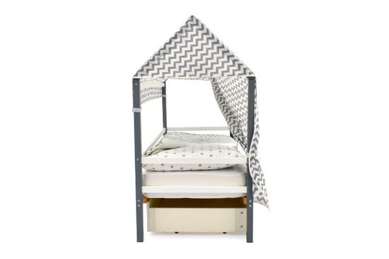Крыша текстильная для кровати-домика Svogen "зигзаги графит"