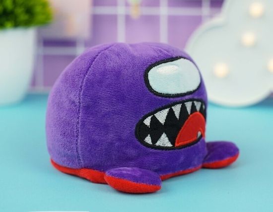 Мягкая игрушка-перевертыш "Among Us" фиолетовый-красный, 15 см