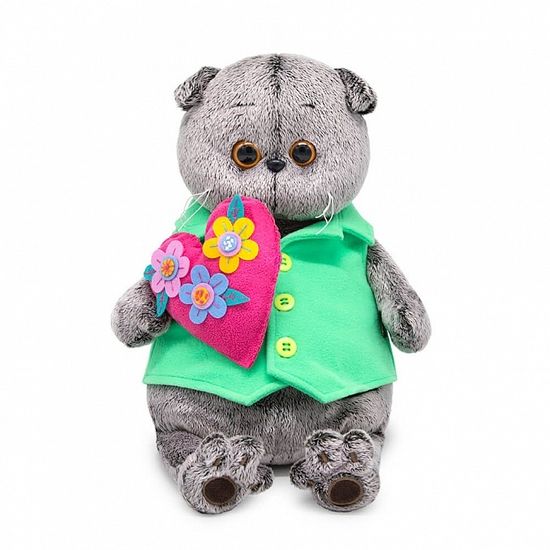 Басик с сердцем в цветочек 22 см