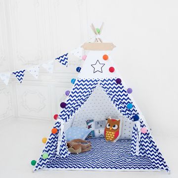 Палатка ВигВам для детей "Зигзаг синий"