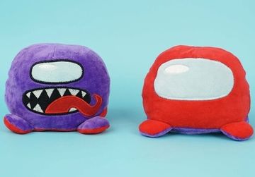 Мягкая игрушка-перевертыш "Among Us" фиолетовый-красный, 15 см