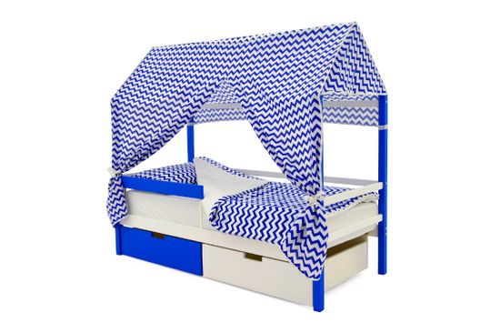 Крыша текстильная для кровати-домика Svogen "зигзаги синие"