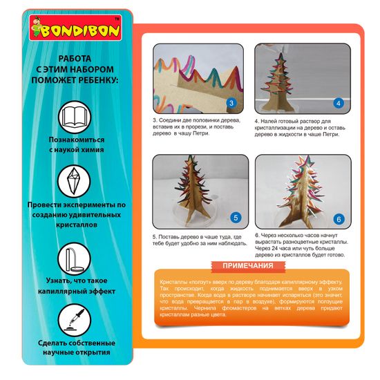 Набор для выращивания кристаллов Bondibon "Юный химик: Растущее Дерево"