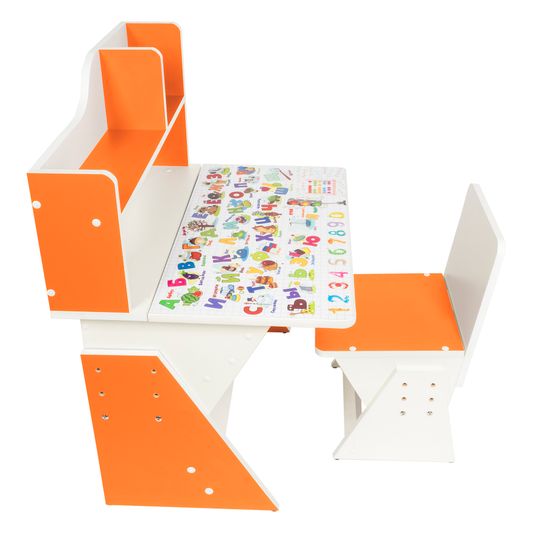 Детская растущая парта и стул Я САМ "Первое место" (Бело-оранжевый)