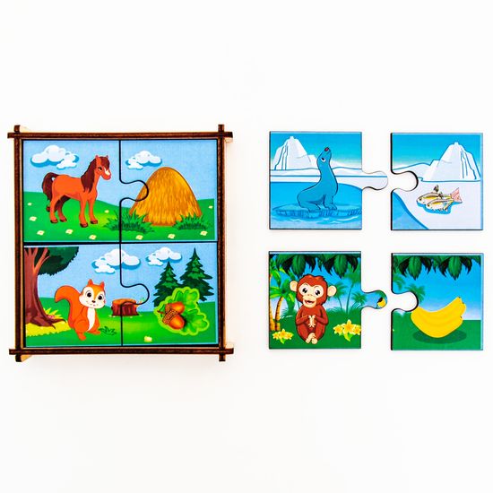 Пазлы «Кто что ест»