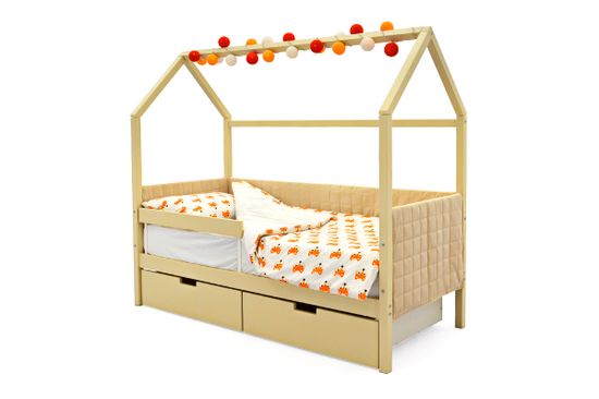 Кровать-домик мягкий «Svogen бежевый»