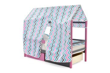 Крыша текстильная для кровати-домика Svogen "зигзаги, графит, лаванда, бирюза"