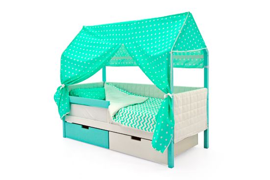 Кровать-домик мягкий «Svogen мятно-белый»