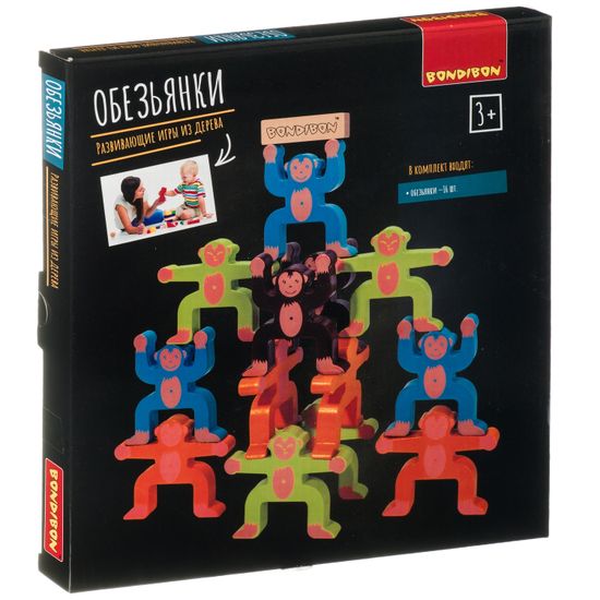 Развивающая деревянная игра-баланс Bondibon "Обезьянки"
