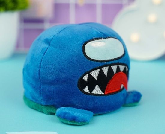 Мягкая игрушка-перевертыш "Among Us" синий-бирюзовый, 15 см