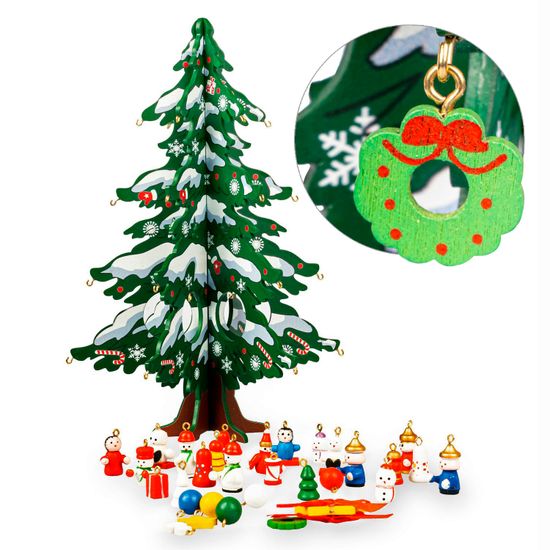 Новогодний набор BONDIBON. Деревянная ёлочка 3D с игрушками, высота 28.5см