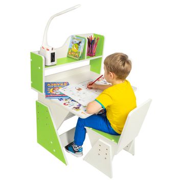 Детская растущая парта и стул Я САМ "Первое место" (Бело-зеленый)