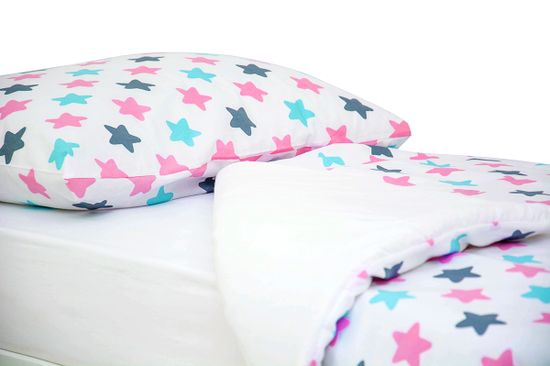 Постельное белье "Звезды графит, лаванда, бирюза"