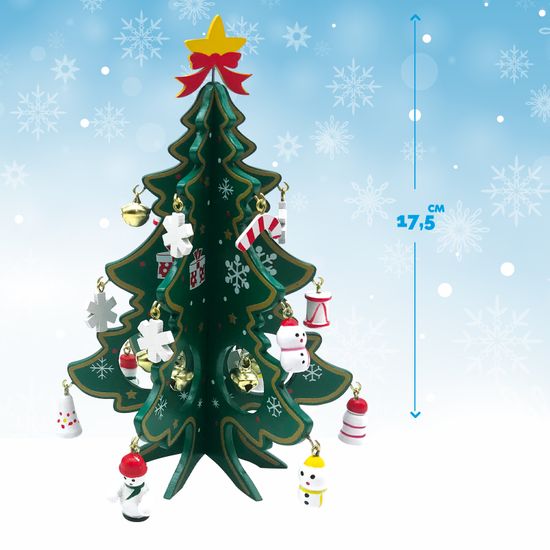 Новогодний набор BONDIBON. Деревянная ёлочка 3D с игрушками, высота 17,5см