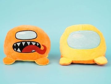 Мягкая игрушка-перевертыш "Among Us" желтый-оранжевый, 15 см