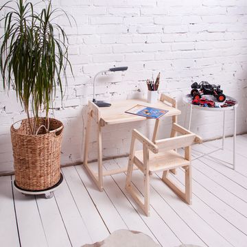 Детская растущая парта и стул Я САМ "Лео" (Сосна)