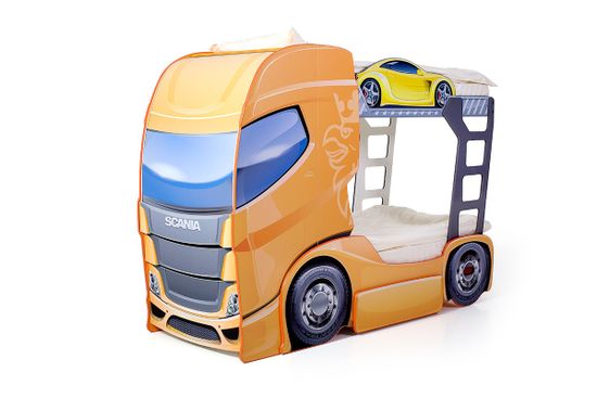 Двухъярусная кровать машина "Скания+2" манго