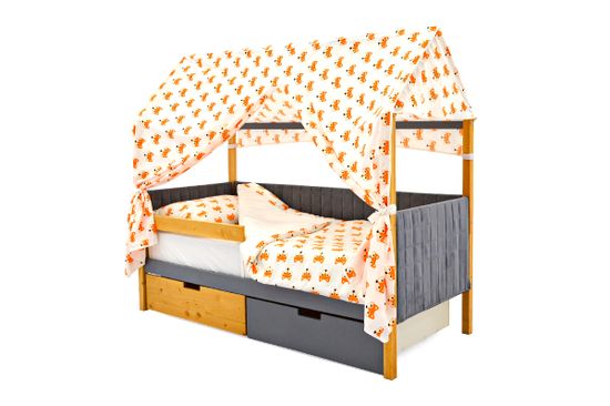 Кровать-домик мягкий «Svogen дерево-графит»