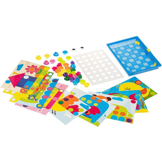 Мозаика для малышей 36 крупных фишек, 9 картинок-шаблонов, чемоданчик Baby You Bondibon
